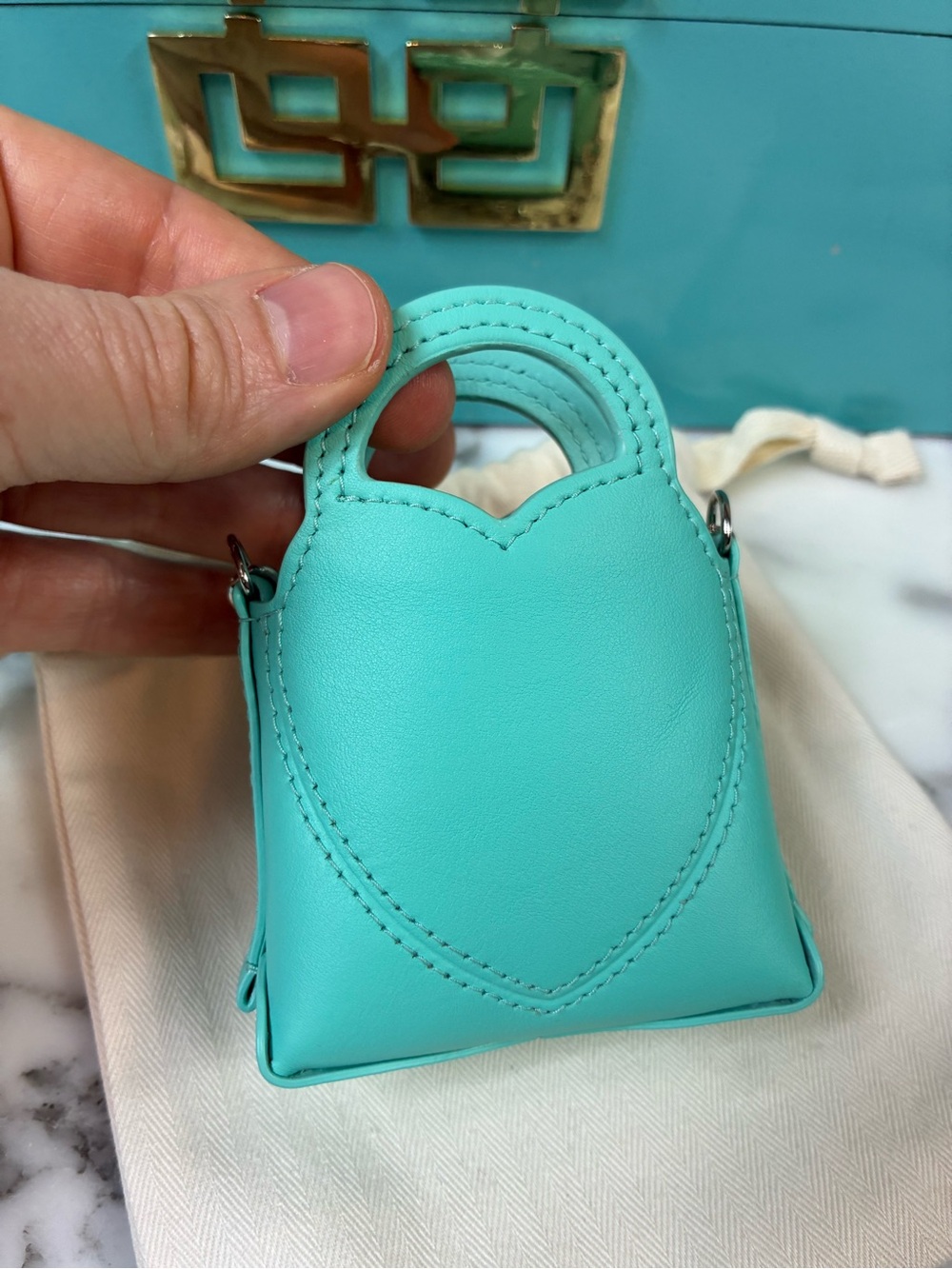 Tiffany & Co. Blue Leather Micro Nano Return to Tiffany Bag Charm - NWT - Picture 4 of 9